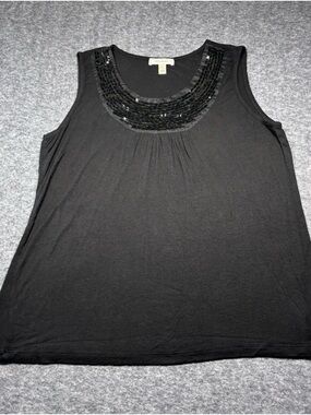 dressbarn Black Sleeveless Sequin Scoop Neck Tank